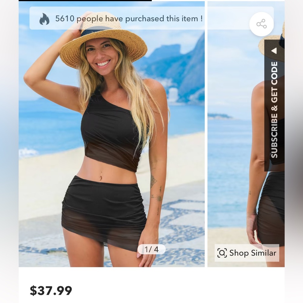 NWT cupshe black one shoulder bikini!